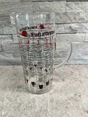 Twelve Drinks of Christmas Glass Cocktail Pitcher W/ Stir Stick